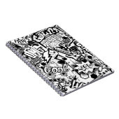 Abstrakte nahtlose Schwarzweiß-Comicen Graffiti Notizblock (Rechte Seite)