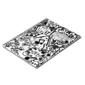 Abstrakte nahtlose Schwarzweiß-Comicen Graffiti Notizblock (Linke Seite)