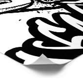 Abstrakte nahtlose Schwarzweiß-Comicen Graffiti Poster (Ecke)