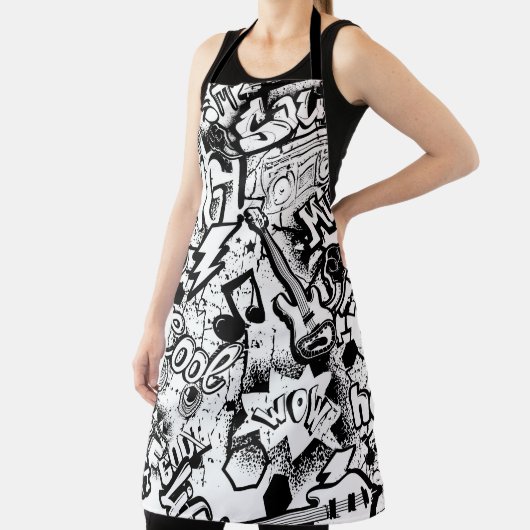 Abstrakte nahtlose Schwarzweiß-Comicen Graffiti Schürze (InSitu)