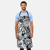 Abstrakte nahtlose Schwarzweiß-Comicen Graffiti Schürze (Getragen)
