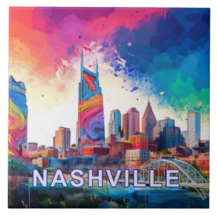 Abstrakte Nashville Skyline Art Modern Cityscape Fliese