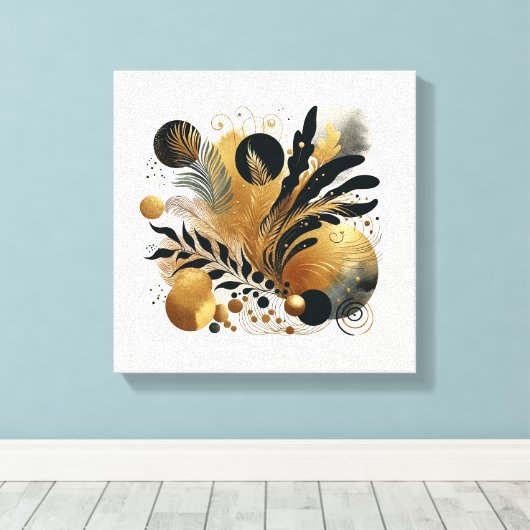 Abstrakte Natur in Gold und Schwarz Leinwanddruck (Insitu (Holzboden))