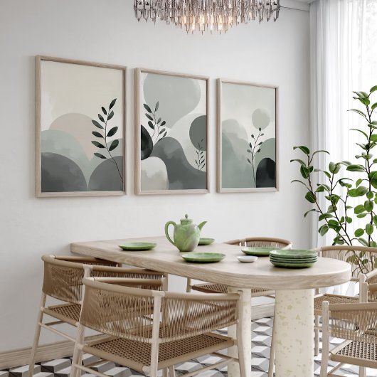 Abstrakte Natur Pflanze Minimalistisch Mauer Set