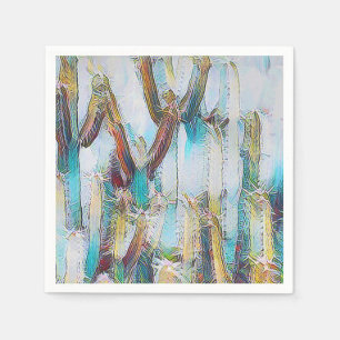 Abstrakte Naturkaktus in Aqua Blues Entdeckungsrei Serviette