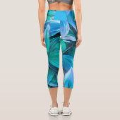 abstrakte Naturkunst blau aquamarin und grün Capri Leggings (Rückseite)