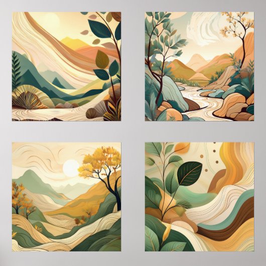 Abstrakte Naturlandschaft Kunst. Bilderwand Sets (Vorderseite)