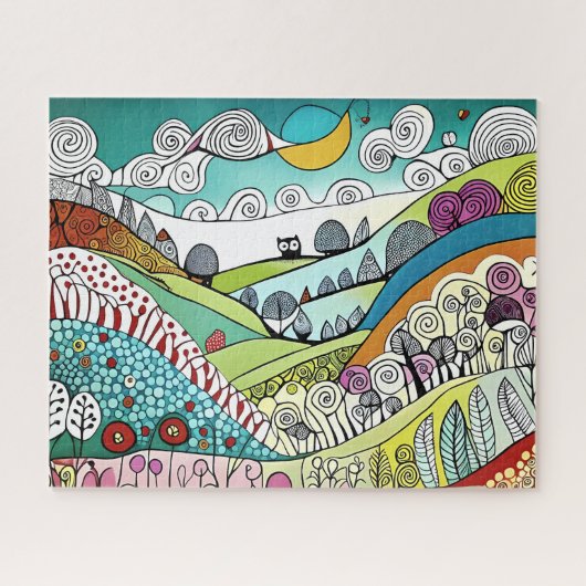 Abstrakte Naturlandschaft Kunst-Doodle der Landsch Puzzle (Horizontal)