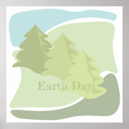 Abstrakte Naturlandschaft mit Tannen und Himmel Poster