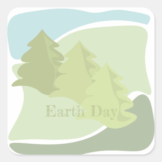 Abstrakte Naturlandschaft mit Tannen und Himmel Quadratischer Aufkleber (Vorderseite)