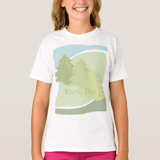 Abstrakte Naturlandschaft mit Tannen und Himmel T-Shirt (Vorderseite)