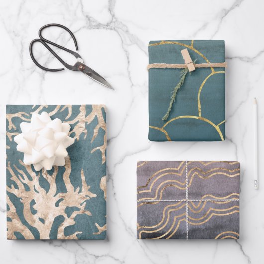 Abstrakte Naturmuster Geschenkpapier Set (Vorderseite)