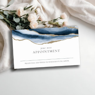 Abstrakte Navy Blau Gold Achat Termin Erinnerung Visitenkarte