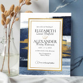 Abstrakte Navy Blue Watercolor Gold Frame Wedding