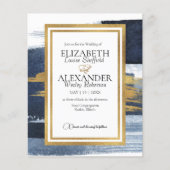 Abstrakte Navy Blue Watercolor Gold Frame Wedding (Vorderseite)