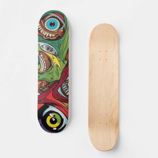 Abstrakte Navy Brown Illustration Skateboard (Vorderseite)