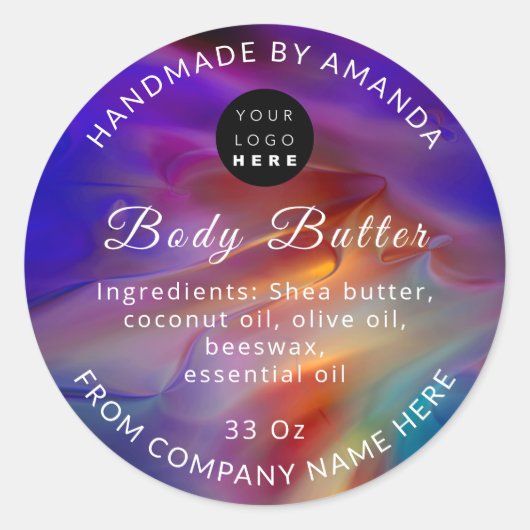 Abstrakte Navy-Logo-Bezeichnung Body Butter-Logo Runder Aufkleber (Vorderseite)