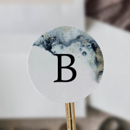 Abstrakte Navy Monogram Wedding Umschlag Aufkleber