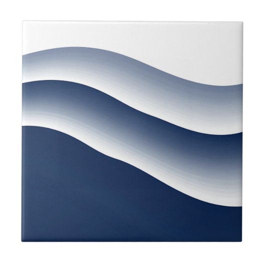 Abstrakte Navyblaue Ozeanwellen Fliese (Vorderseite)