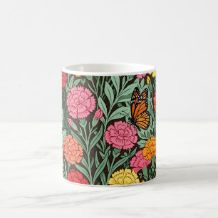 Abstrakte Nelken Monarch Schmetterling Kaffeetasse