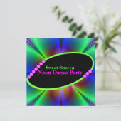 Abstrakte Neon Custom Party Einladung (Stehend Vorderseite)