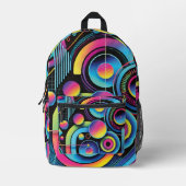Abstrakte Neon Geometric Bedruckter Rucksack (Vorderseite)