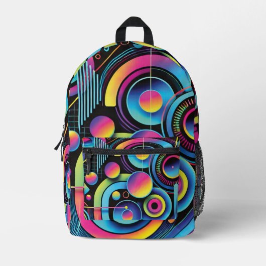 Abstrakte Neon Geometric Bedruckter Rucksack (Vorderseite)