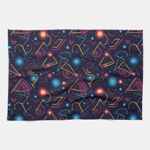 Abstrakte neon-geometrische Formdesigns Geschirrtuch