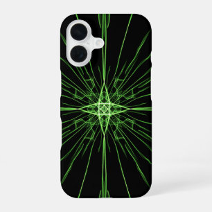 Abstrakte Neon Grün Schwarz Symmetrie iPhone 16 Hülle
