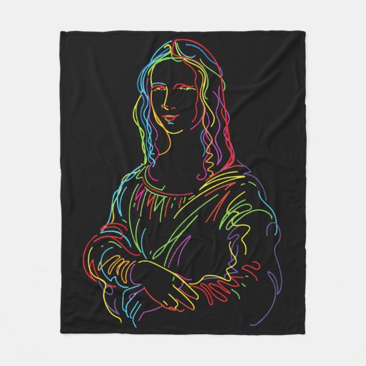 Abstrakte Neon Mona Lisa Kunstgala Fleecedecke (Vorderseite)