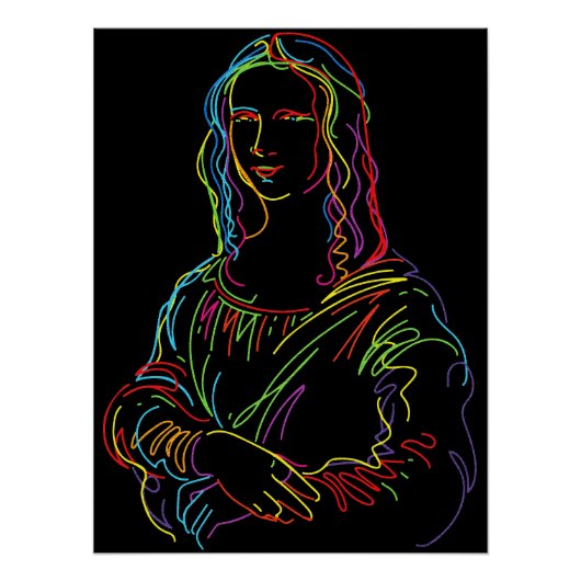 Abstrakte Neon Mona Lisa Kunstgala Poster (Vorderseite)