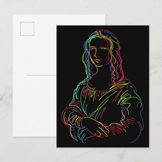 Abstrakte Neon Mona Lisa Kunstgala Postkarte (Vorne/Hinten)