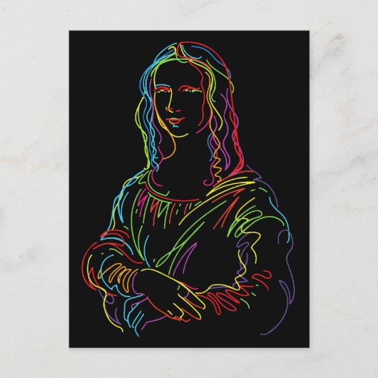 Abstrakte Neon Mona Lisa Kunstgala Postkarte (Vorderseite)