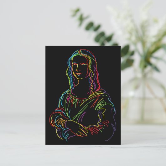 Abstrakte Neon Mona Lisa Kunstgala Postkarte (Stehend Vorderseite)