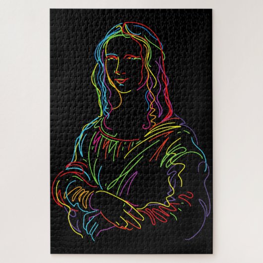 Abstrakte Neon Mona Lisa Kunstgala Puzzle (Vertikal)