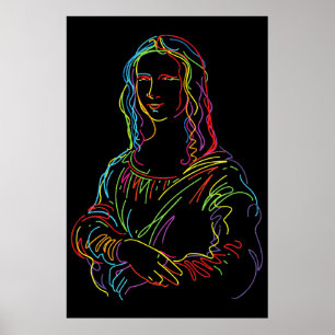 Abstrakte Neon-Mona-Lisa-Linienkunst Poster