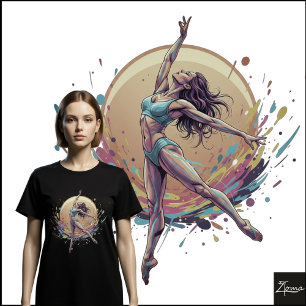 Abstrakte Neon-Tänzerin Dynamischer Sprung Illustr Tri-Blend Shirt