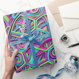 Abstrakte Neon-Tortenschildkröten-Schale Moderne G Geschenkpapier