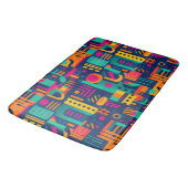 Abstrakte Neonfarben und geometrische bohemische F Badematte (Schrägansicht)