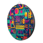 Abstrakte Neonfarben und geometrische bohemische F Dartscheibe (Vorderseite rechts)