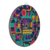 Abstrakte Neonfarben und geometrische bohemische F Dartscheibe (Vorderseite Links)