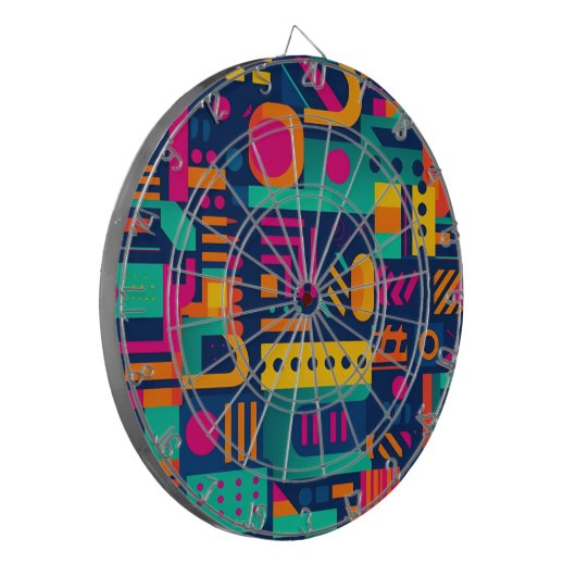 Abstrakte Neonfarben und geometrische bohemische F Dartscheibe (Vorderseite Links)