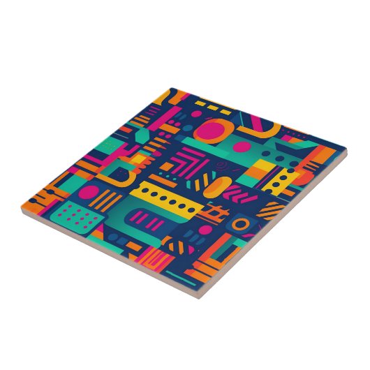 Abstrakte Neonfarben und geometrische bohemische F Fliese (Seite)