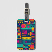 Abstrakte Neonfarben und geometrische bohemische F Gepäckanhänger (Vorderseite Vertikal)
