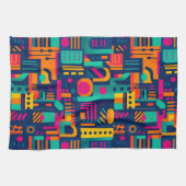 Abstrakte Neonfarben und geometrische bohemische F Geschirrtuch (Horizontal)