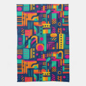 Abstrakte Neonfarben und geometrische bohemische F Geschirrtuch (Vertikal)