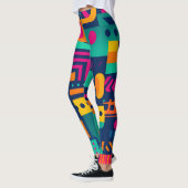 Abstrakte Neonfarben und geometrische bohemische F Leggings (Links)