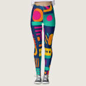 Abstrakte Neonfarben und geometrische bohemische F Leggings (Vorderseite)