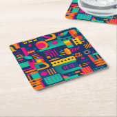 Abstrakte Neonfarben und geometrische bohemische F Rechteckiger Pappuntersetzer (angewinkelt)