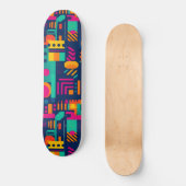 Abstrakte Neonfarben und geometrische bohemische F Skateboard (Vorderseite)